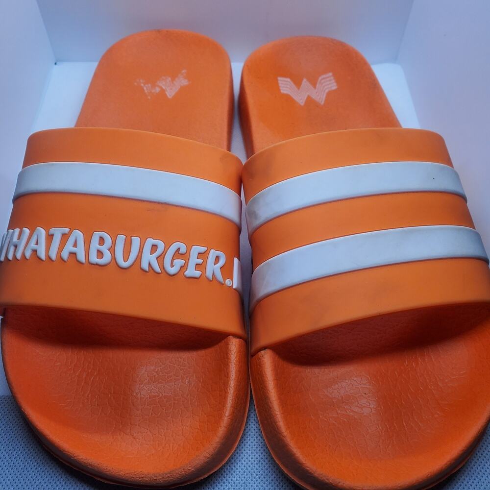 Whataburger Slide Sandals Unisex Mens 7 7.5 Womens 9 9.5 Orange Rubber Slides 40